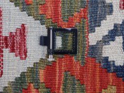Corner detail of New Modern Design rug showing border pattern and Wool pile