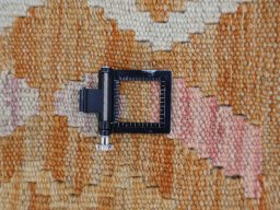 Corner detail of New Modern Design rug showing border pattern and Wool pile