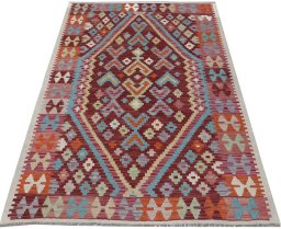 Full view of New Modern Design rug from Pakistan, 172 × 128 cm in Multi Color tones