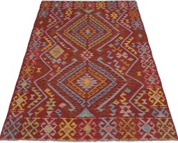 Full view of New Modern Design rug from Pakistan, 178 × 128 cm in Multi Color tones