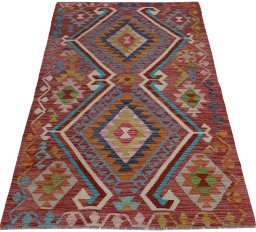 Full view of New Modern Design rug from Pakistan, 159 × 107 cm in Multi Color tones