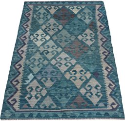 Full view of New Modern Design rug from Pakistan, 146 × 108 cm in Multi Color tones