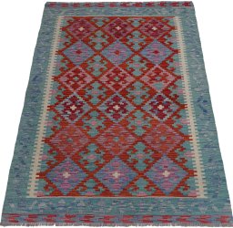 Full view of New Modern Design rug from Pakistan, 147 × 105 cm in Multi Color tones