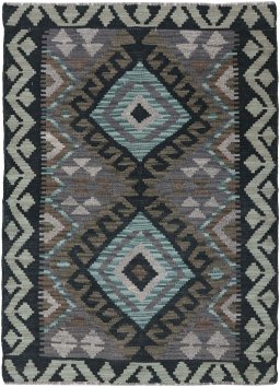 Full view of New Modern Design rug from Pakistan, 118 × 80 cm in Multi Color tones