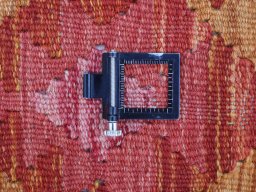 Corner detail of New Modern Design rug showing border pattern and Wool pile