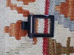 Corner detail of New Modern Design rug showing border pattern and Wool pile