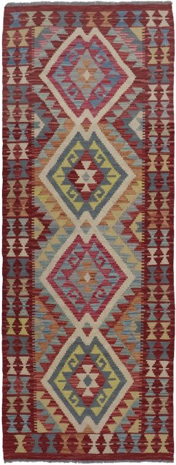 Full view of New Modern Design rug from Pakistan, 203 × 75 cm in Multi Color tones