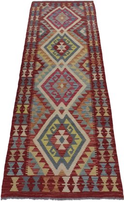 Full view of New Modern Design rug from Pakistan, 203 × 75 cm in Multi Color tones