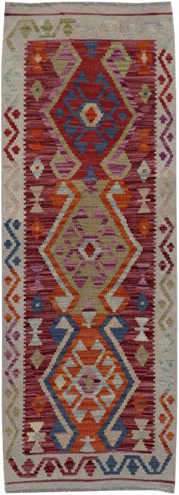 Full view of New Modern Design rug from Pakistan, 150 × 54 cm in Multi Color tones