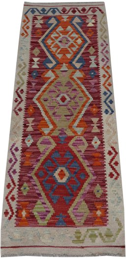 Full view of New Modern Design rug from Pakistan, 150 × 54 cm in Multi Color tones