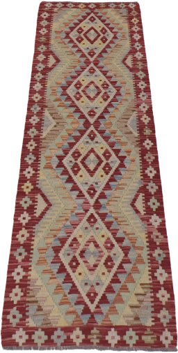 Full view of New Modern Design rug from Pakistan, 200 × 65 cm in Multi Color tones
