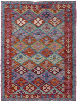 Full view of New Modern Design rug from Pakistan, 171 × 122 cm in Multi Color tones