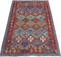 Full view of New Modern Design rug from Pakistan, 171 × 122 cm in Multi Color tones