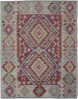 Full view of New Modern Design rug from Pakistan, 141 × 103 cm in Multi Color tones
