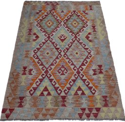Full view of New Modern Design rug from Pakistan, 142 × 105 cm in Multi Color tones