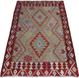 Full view of New Modern Design rug from Pakistan, 148 × 103 cm in Multi Color tones