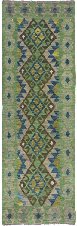 Full view of New Modern Design rug from Pakistan, 189 × 63 cm in Multi Color tones