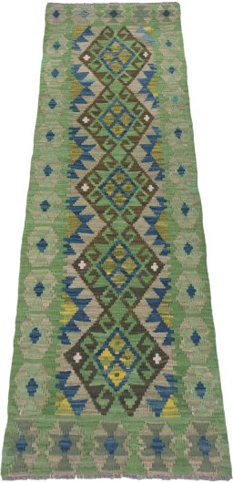 Full view of New Modern Design rug from Pakistan, 189 × 63 cm in Multi Color tones