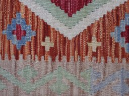 Backside of handmade New Modern Design rug showing knot structure and weave density