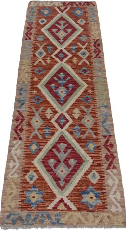 Full view of New Modern Design rug from Pakistan, 181 × 64 cm in Multi Color tones