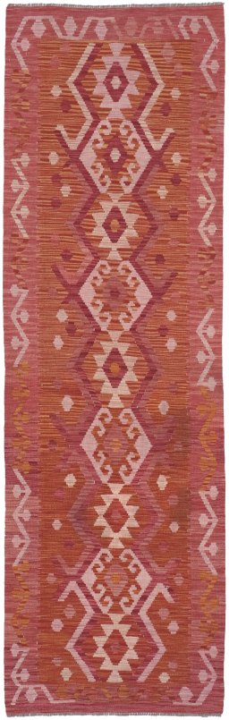 Full view of New Modern Design rug from Pakistan, 284 × 85 cm in Multi Color tones