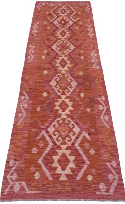Full view of New Modern Design rug from Pakistan, 284 × 85 cm in Multi Color tones