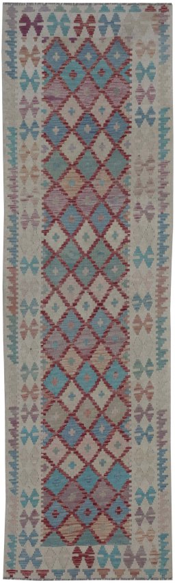 Full view of New Modern Design rug from Pakistan, 289 × 87 cm in Multi Color tones