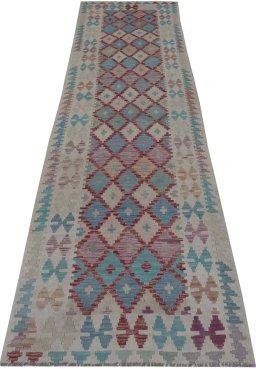 Full view of New Modern Design rug from Pakistan, 289 × 87 cm in Multi Color tones