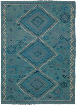 Full view of New Modern Design rug from Pakistan, 241 × 173 cm in Multi Color tones