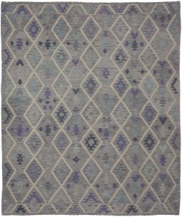 Full view of New Modern Design rug from Pakistan, 283 × 247 cm in Multi Color tones