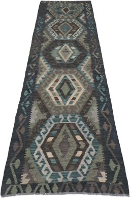 Full view of New Modern Design rug from Pakistan, 298 × 89 cm in Multi Color tones