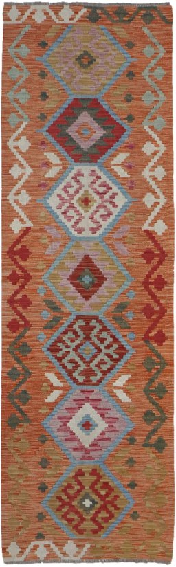 Full view of New Modern Design rug from Pakistan, 235 × 74 cm in Multi Color tones