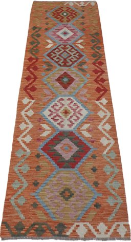 Full view of New Modern Design rug from Pakistan, 235 × 74 cm in Multi Color tones