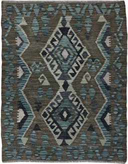 Full view of New Modern Design rug from Pakistan, 110 × 85 cm in Multi Color tones