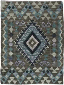 Full view of New Modern Design rug from Pakistan, 114 × 86 cm in Multi Color tones