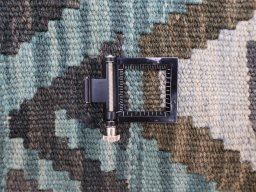 Corner detail of New Modern Design rug showing border pattern and Wool pile
