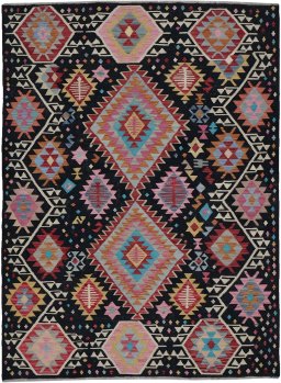 Full view of New Modern Design rug from Pakistan, 242 × 177 cm in Multi Color tones