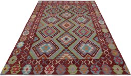 Full view of New Modern Design rug from Pakistan, 286 × 205 cm in Multi Color tones