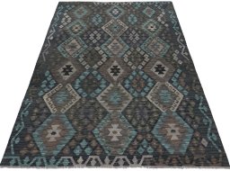 Full view of New Modern Design rug from Pakistan, 203 × 150 cm in Multi Color tones