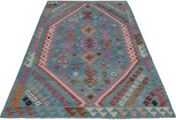 Full view of New Modern Design rug from Pakistan, 240 × 170 cm in Multi Color tones
