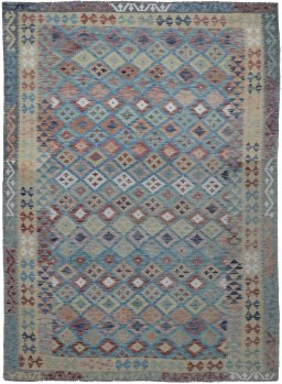 Full view of New Modern Design rug from Pakistan, 281 × 205 cm in Multi Color tones