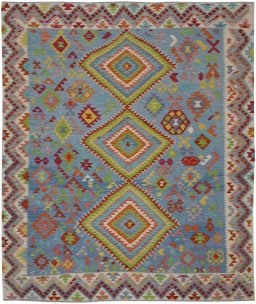 Full view of New Modern Design rug from Pakistan, 289 × 252 cm in Multi Color tones
