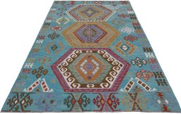 Full view of New Modern Design rug from Pakistan, 301 × 206 cm in Multi Color tones