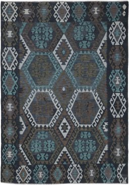 Full view of New Modern Design rug from Pakistan, 301 × 207 cm in Multi Color tones