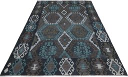 Full view of New Modern Design rug from Pakistan, 301 × 207 cm in Multi Color tones
