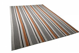 Corner detail of New Modern Design rug showing border pattern and Wool pile