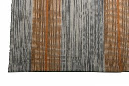 Corner detail of New Modern Design rug showing border pattern and Wool pile