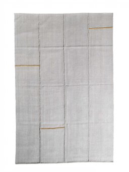 Full view of New Modern Design rug from Iran / Persia, 307 × 203 cm in Beige tones
