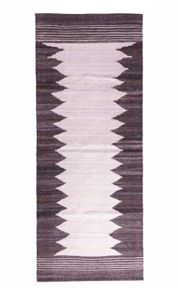 Full view of New Modern Design rug from Iran / Persia, 255 × 102 cm in Gray tones