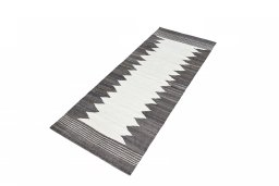 Corner detail of New Modern Design rug showing border pattern and Wool pile